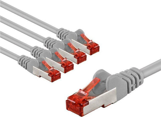 Goobay S/FTP Cat.6 (Gigabit) Ethernet Network Cable 1m Grey 5 Pieces