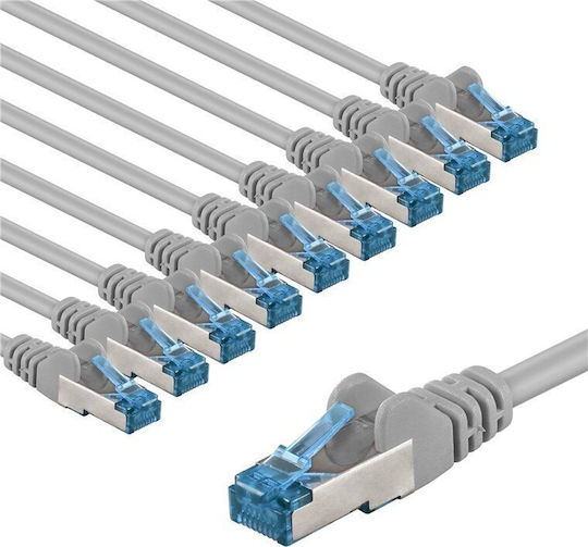 Goobay S/FTP Cat.6 (Gigabit) Мрежов Ethernet Кабел 1 m Сив 10 бр.