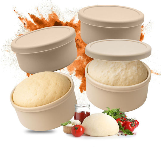 Relaxdays Set de Recipiente Alimentare din Silicon Bej 14,5x14,5 cm 4 buc