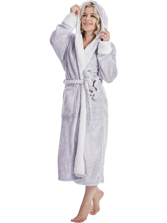 Premium Women's Hooded Bathrobe Purple