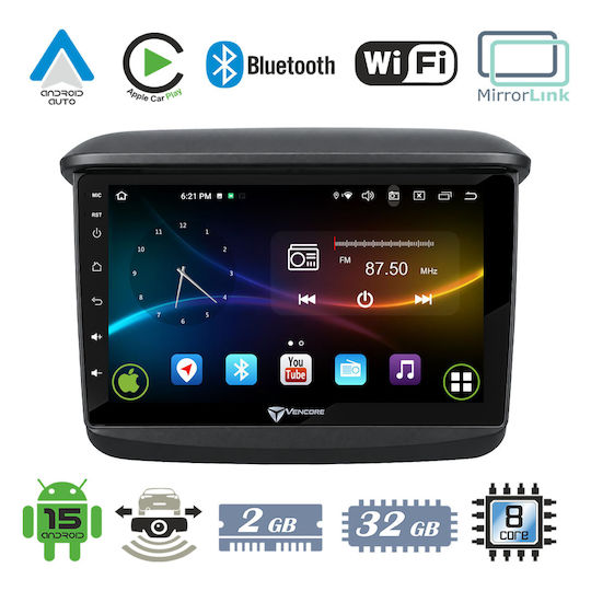 Vencore 3236-10007-0314b Android-15-Multimedia-Bildschirm 9" 9109a Mtk6762 Octa-Core 2 GB/32 GB IPS-Blende CarPlay Android Auto Rückfahrkamera-Unterstützung AHD Mitsubishi 200 Pajero Sport 2006–2015 – Schwarz 3236-10007-0314b