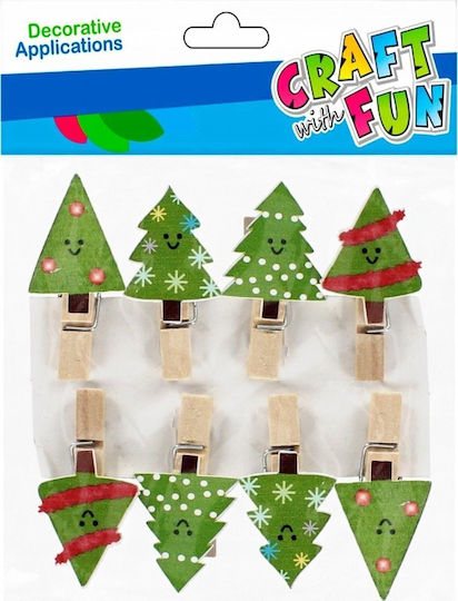 Set mit Holz-Weihnachtsbäumchen, Grün, 11 x 15 cm, 8 Stück