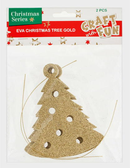 Set of Hanging Christmas Tree Ornaments Gold 2cm 2pcs
