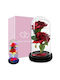 Rose in Glass Vase with 2 Red Roses & RGB LED 21 cm