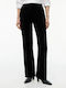 Women's Velvet Trousers in Slim Fit Black