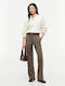 Women's Beige Fabric Trousers in Slim Fit