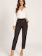 Women's Brown Fabric Trousers
