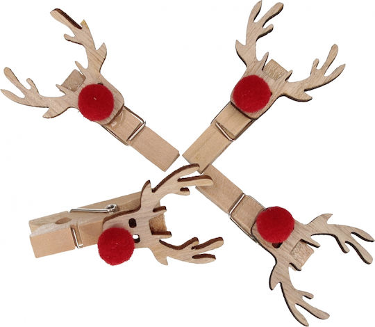 Craft with Fun Decorațiune din Lemn de Crăciun 4 Buc