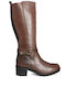 Leather Women's Boots with Medium Heel Brown