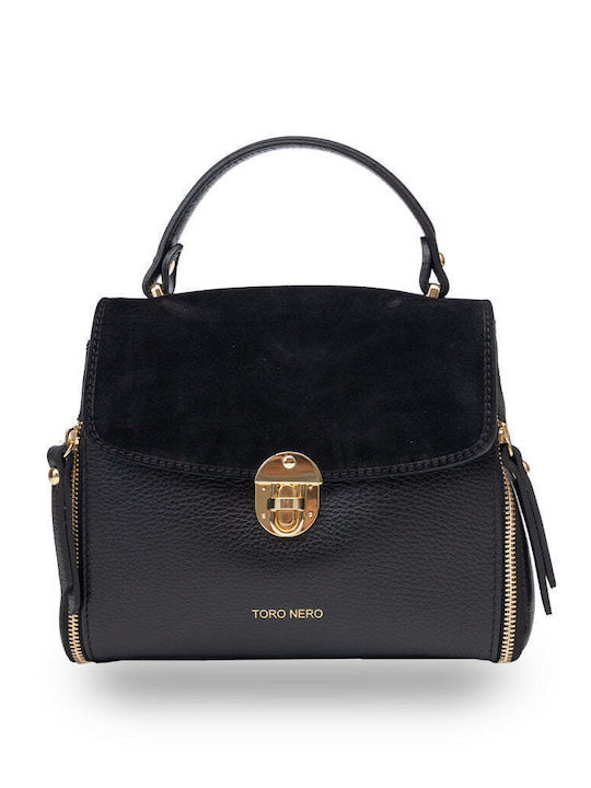 Toro Nero Karla Γυναικεία Τσάντα Ώμου Suede Μαύρη