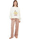 Gisela Winter Women's Pajama Set in Ecru