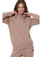 Women's Hooded Sweatshirt Jacket Mocha Meringue