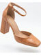 Spitze Pumps mit Riemchen & Chunky Hohem Absatz Camel