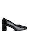 Leather Mid-Heel Pumps Black