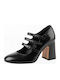 Lederslingpumps mit Hohem Absatz Schwarz