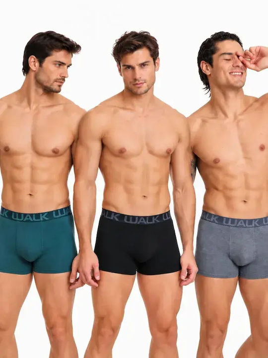 Walk Ανδρικά Μποξεράκια Black Green Grey 3Pack