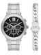 Michael Kors Billie Men's Battery-Powered Chronograph Watch with Silver Metal Bracelet