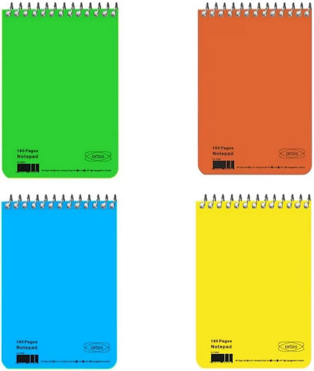 Globus Set of 10 Spiral Notepads, 80 Ruled Sheets (Various Colours)