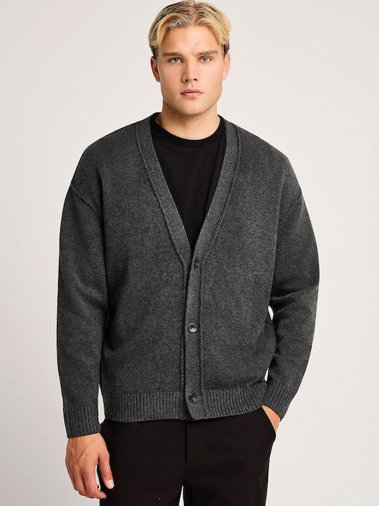 Funky Buddha Men's Grey Knitted Cardigan with B...