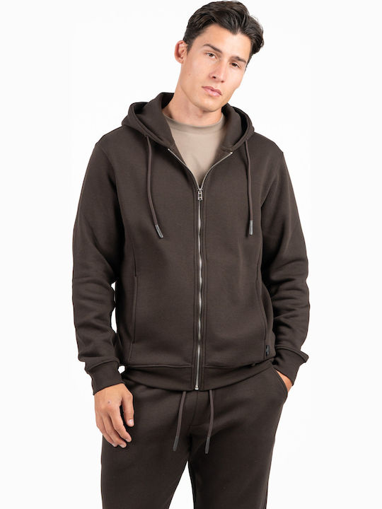 Hamaki-Ho Men's Athletic Hooded Brown Jacket