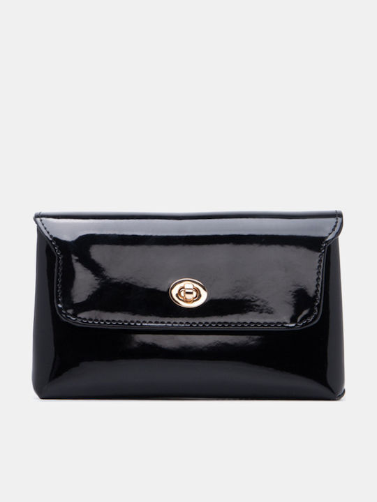 Damen Flap-Tasche Schwarz Lack