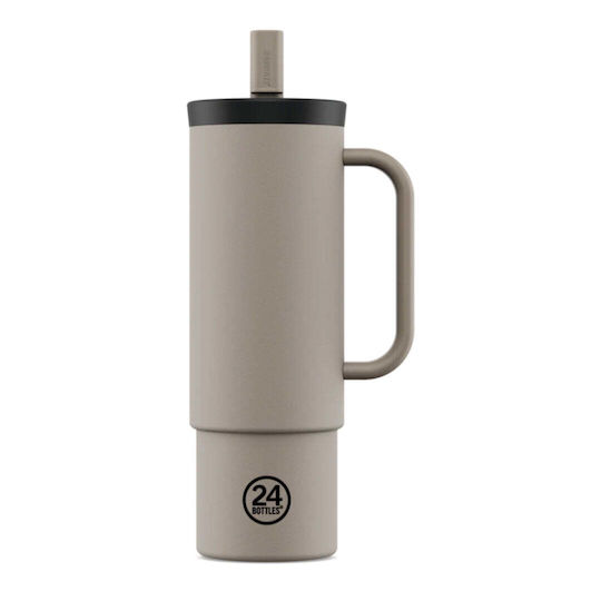 24Bottles Linen Ποτήρι Θερμός Ανοξείδωτο BPA Free 800ml Linen με Καλαμάκι