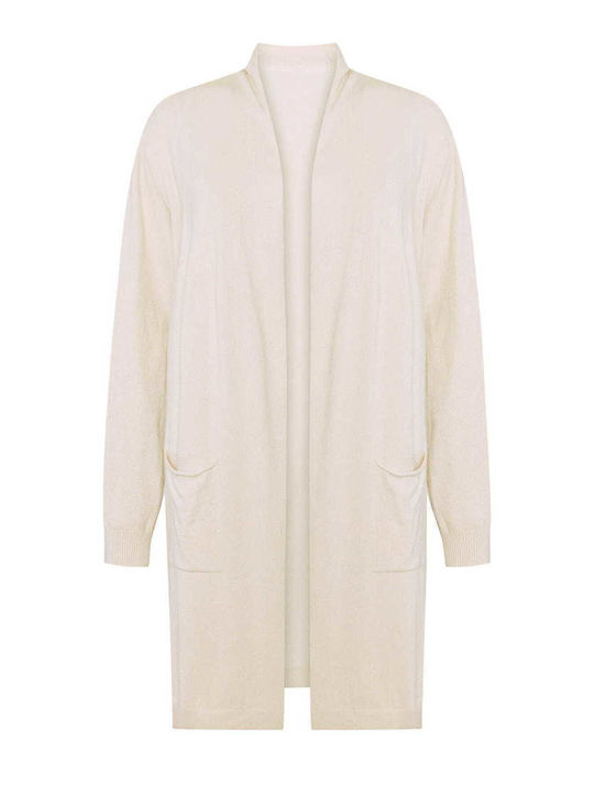 Celestino Long Metallic Beige Women's Cardigan