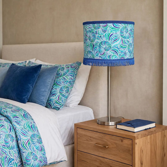 Oxygen Table Lamp for E27 Socket with Blue Shade and Silver Base