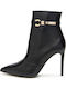 Leder Damen Stiefeletten Schwarz