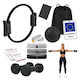 Set Pilates Relaxdays 10054390_46 11 piese Inel de 38 cm Minge de 23 cm 5 benzi scurte 35 x 8 cm Bandă lungă 150 x 15 cm 2 gantere de 1 kg Pompă Geantă neagră