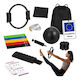 Set Pilates Relaxdays 10054389_46, 13 Piese, Cerc de 38 cm, Minge de 23 cm, 5 Benzi Scurte + 1 Bandă de 150 x 15 cm, Greutăți pentru Glezne de 1 kg, Pompă, Geantă, Manual, Multicolor
