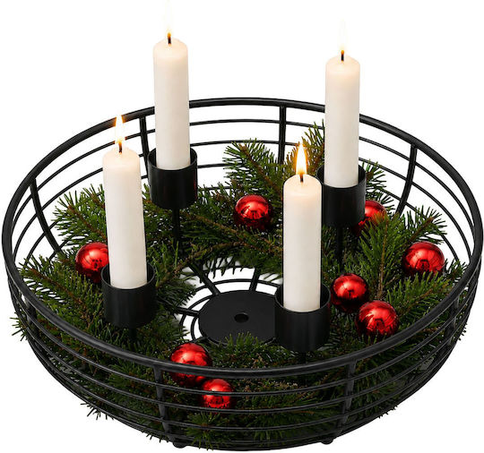 Relaxdays Suport Metalic Negru pentru Lumânare de Crăciun 20.5x20.5 cm
