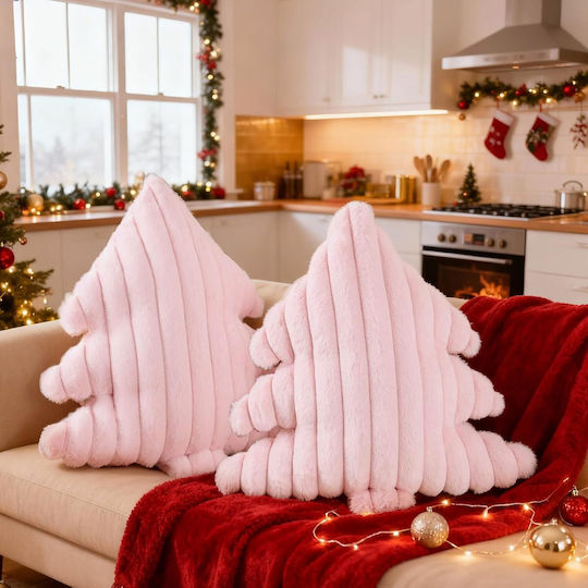 Christmas Decorative Tree Pillow Soft 2 Pieces Pink 45x40 Cm