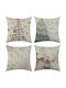 Decorative Christmas Tree Pillowcases 4 Pcs White 40x40 Cm