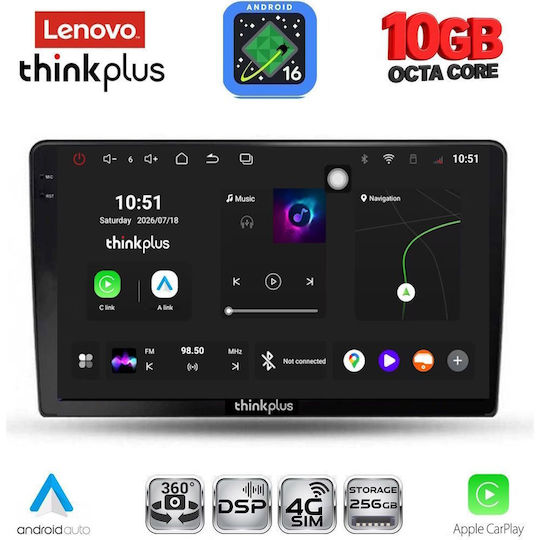Lenovo Auto-Audiosystem für Toyota Auris und BMW X2 / X6 2007–2012 (Bluetooth/USB/WiFi/GPS/Apple-CarPlay/Android-Auto) mit 9-Zoll-Touchscreen
