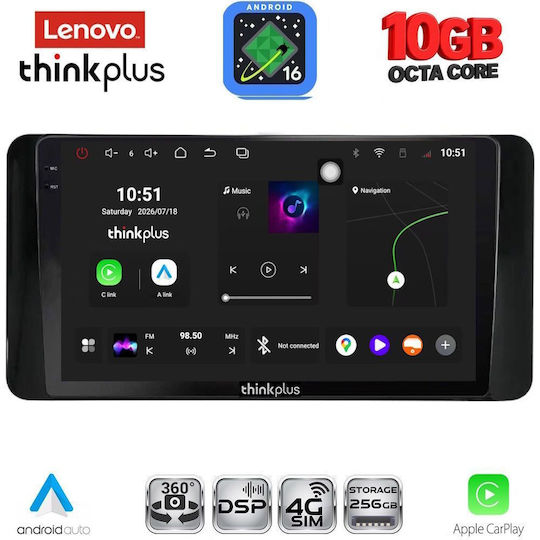 Lenovo Auto-Audiosystem für Toyota Land Cruiser BMW X2 / X6 2023–2026 (Bluetooth/USB/WiFi/GPS/Apple-CarPlay/Android-Auto) mit 10-Zoll-Touchscreen
