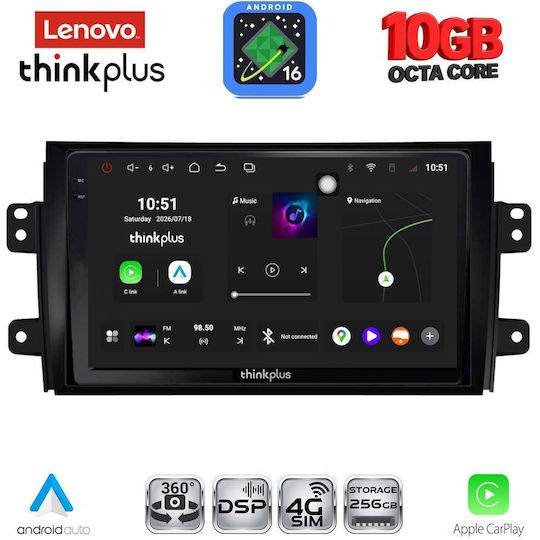 Lenovo Auto-Audiosystem für Fiat Sedici Suzuki SX4 BMW X2 / X6 2005-2013 (Bluetooth/USB/WiFi/GPS/Apple-CarPlay/Android-Auto) mit 9" Touchscreen