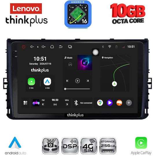 Lenovo Auto-Audiosystem für BMW X2 / X6 Volkswagen Polo / T-Roc / T-Cross / Taigo 2017-2026 (Bluetooth/USB/WiFi/GPS/Apple-CarPlay/Android-Auto) mit 9-Zoll-Touchscreen
