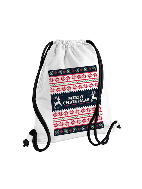 Koupakoupa Merry Christmas Vintage Τσάντα Πλάτης για Γυμναστήριο Λευκή