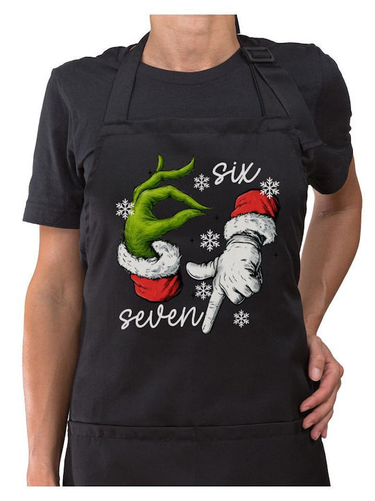 Koupakoupa Christmas Meme Six Seven (67) Ποδιά Κουζίνας Μαύρη 22x40cm KP_31918_apron-black
