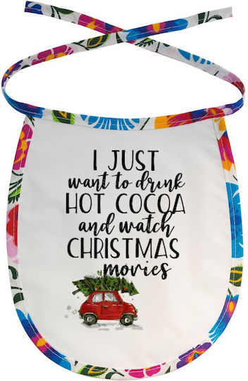 Koupakoupa Ich Möchte Einfach Heißen Kakao Trinken und Weihnachtsfilme Schauen Mini Cooper Wasserdichtes Lätzchen aus 100 % Baumwolle mit Kordel