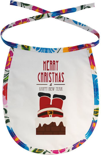Koupakoupa Merry Christmas Chimney Wasserdichtes Lätzchen aus 100% Baumwolle mit Bindeband Bunt