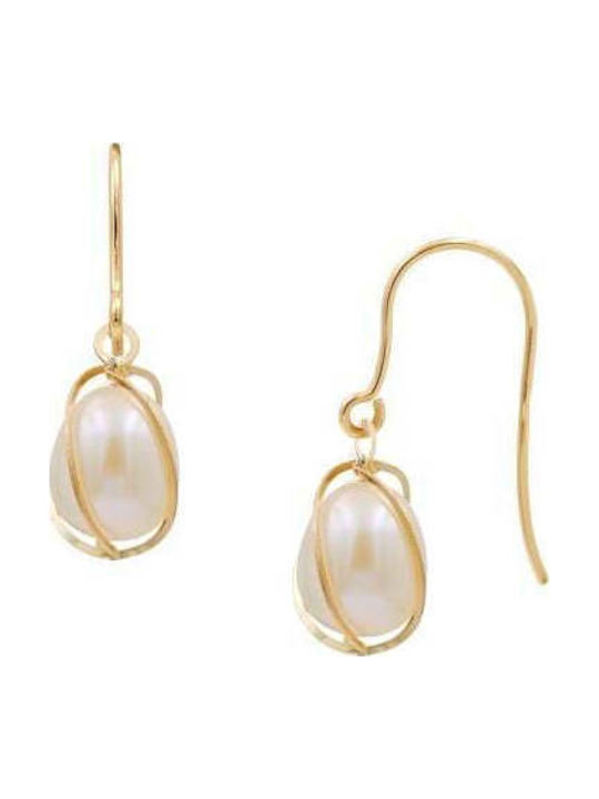 Ohrringe mit Süßwasserperlen 8,0×10,0 mm 14 Karat Gold