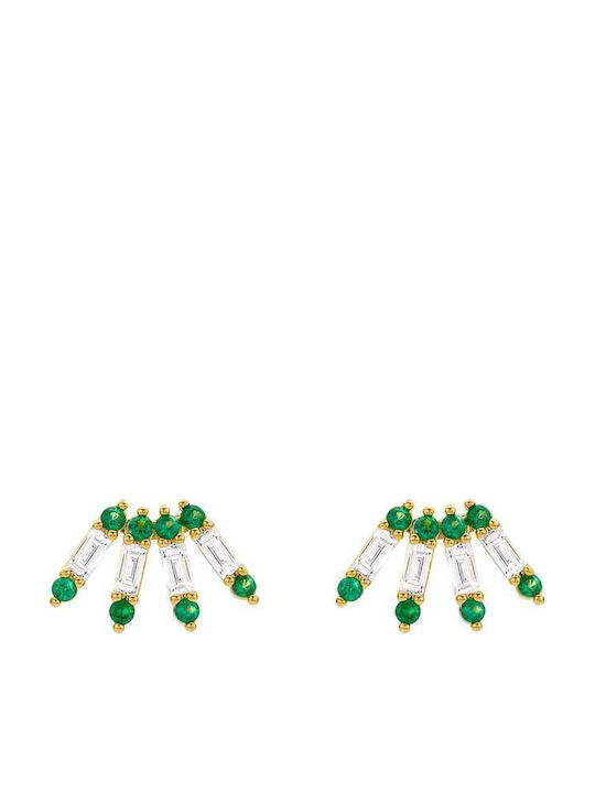 Mya Bay Green Ventaglio Earrings Gold Bo-366