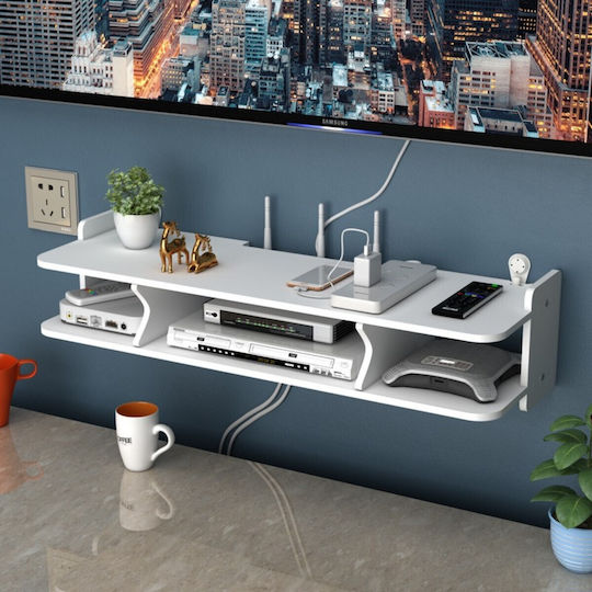 Pvc Router Tv Receiver Stand White 3 Compartments Top Shelf
