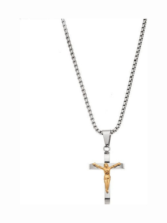 Senza Men’s Steel Cross with Crucifix Without C...