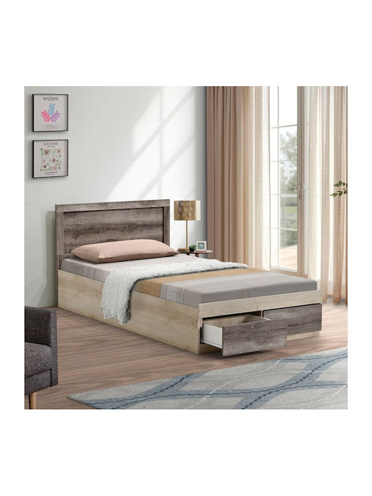 Olympus Halb-Doppelbett aus Holz in Beige mit L...