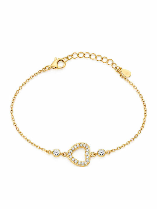 Paloma Picasso Women's Silver Chain Bracelet with Heart Design, Gold Plated with Zircon