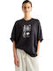 Pressed Flowers Women's Oversized Floral Blue T-shirt