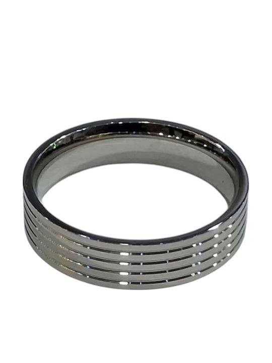 Kalliopi Silver Ανδρικό Δαχτυλίδι Βέρα από Ατσάλι